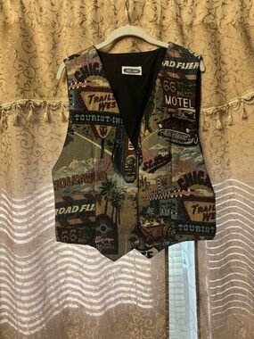 Vintage Hamilton Road Trip Route 66 Tapestry Vest - No size tag